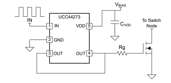 应用电路图 - Texas Instruments UCC44273单通道栅极驱动器
